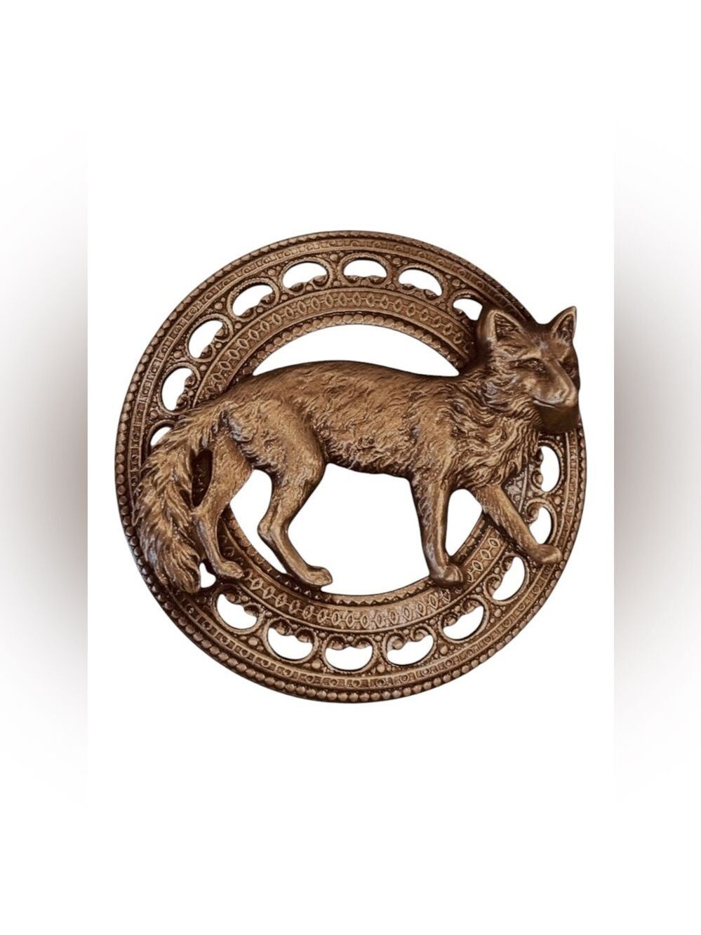 2PC VTG BRASS FOX LG 3D DECORATIVE BUTTONS WHIMSICAL EQUESTRIAN FOX HUNT VIBE - Picture 3 of 8